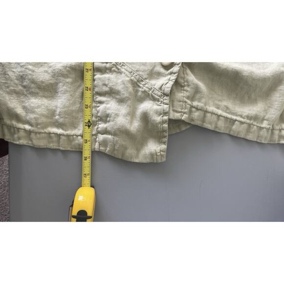 Flax Linen Asymmetric Jacket Top Medium Green Lagenlook Minimalist Artsy Beachy - Picture 13 of 14